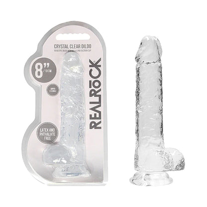 SHOTS - REALROCK CRYSTAL REALISTIC 8 IN. DILDO WITH BALLS AND