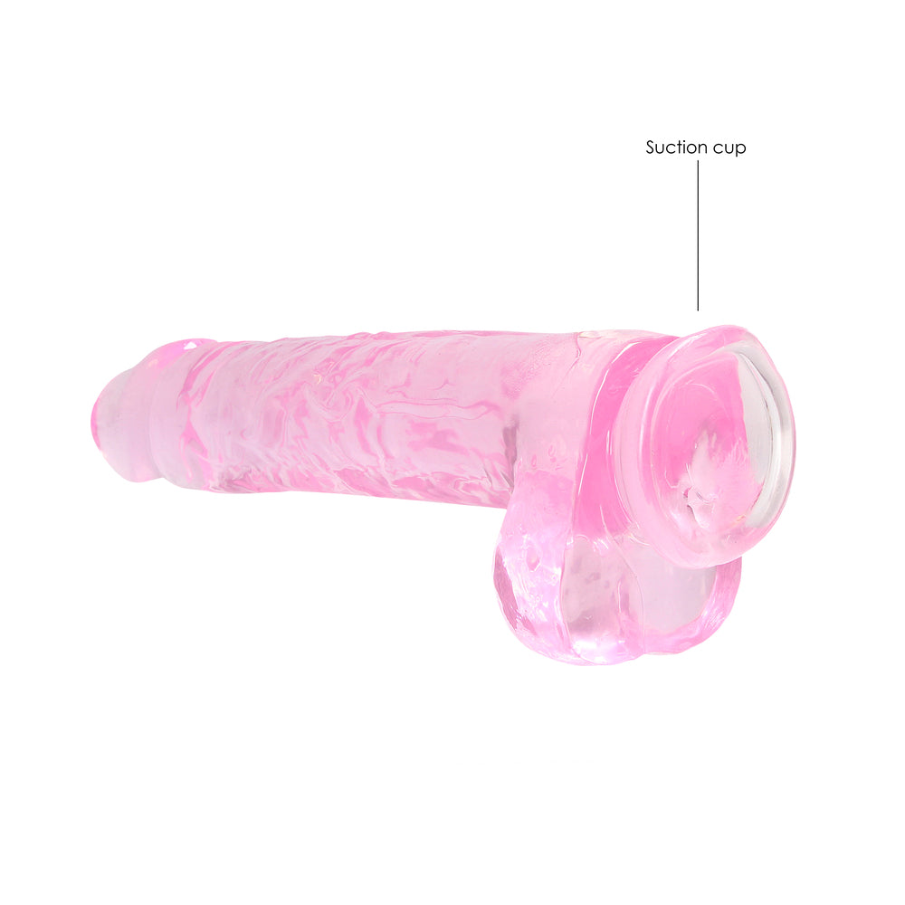 SHOTS - REALROCK CRYSTAL REALISTIC 9 IN. DILDO WITH BALLS AND