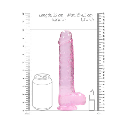 SHOTS - REALROCK CRYSTAL REALISTIC 9 IN. DILDO WITH BALLS AND