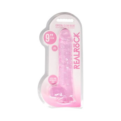 SHOTS - REALROCK CRYSTAL REALISTIC 9 IN. DILDO WITH BALLS AND