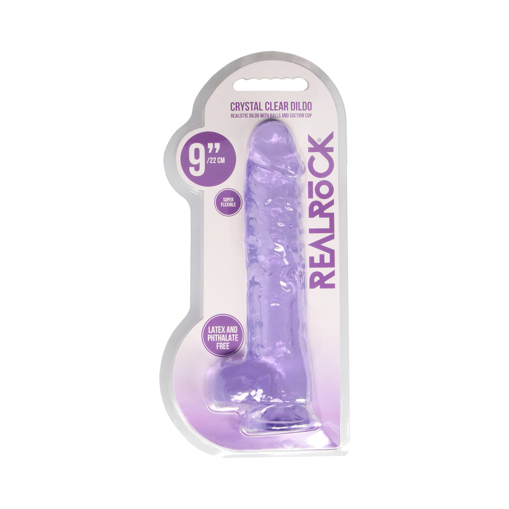 SHOTS - REALROCK CRYSTAL REALISTIC 9 IN. DILDO WITH BALLS AND