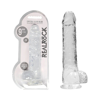 SHOTS - REALROCK CRYSTAL REALISTIC 9 IN. DILDO WITH BALLS AND