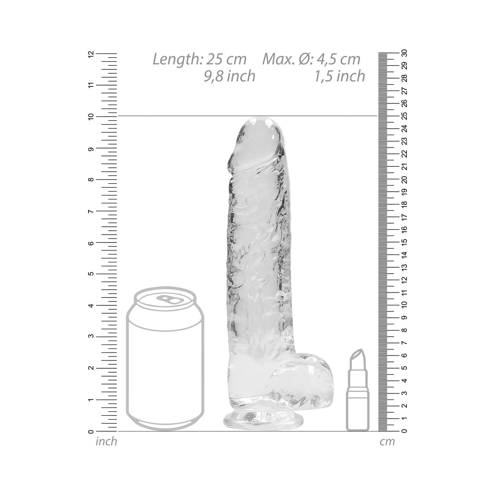 SHOTS - REALROCK CRYSTAL REALISTIC 9 IN. DILDO WITH BALLS AND