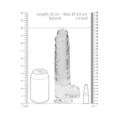 SHOTS - REALROCK CRYSTAL REALISTIC 9 IN. DILDO WITH BALLS AND