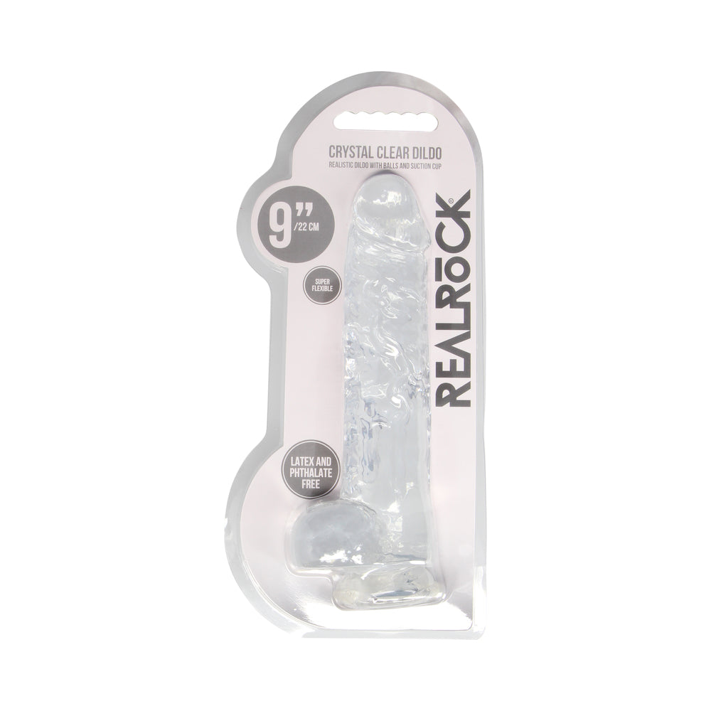 SHOTS - REALROCK CRYSTAL REALISTIC 9 IN. DILDO WITH BALLS AND