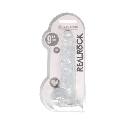 SHOTS - REALROCK CRYSTAL REALISTIC 9 IN. DILDO WITH BALLS AND