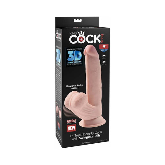 PIPEDREAM - COCK 8 IN. TRIPLE DENSITY COCK WITH SWINGING BALLS DILDO