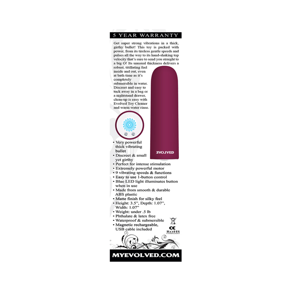 EVOLVED - MIGHTY THICK RECHARGEABLE BULLET VIBRATOR BURGUNDY