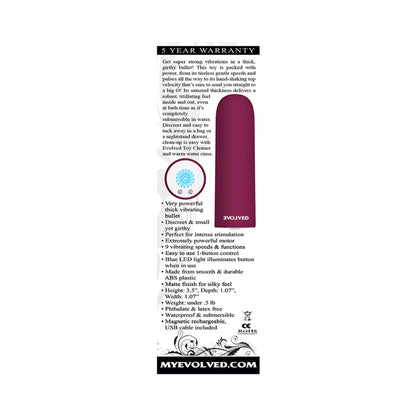 EVOLVED - MIGHTY THICK RECHARGEABLE BULLET VIBRATOR BURGUNDY