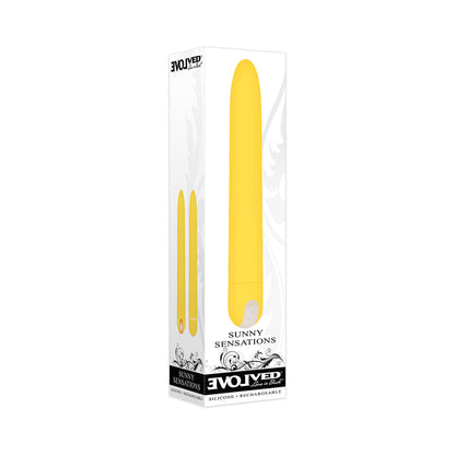 EVOLVED - SUNNY SENSATIONS RECHARGEABLE SILICONE SLI MLINE VIBRATOR YELLOW