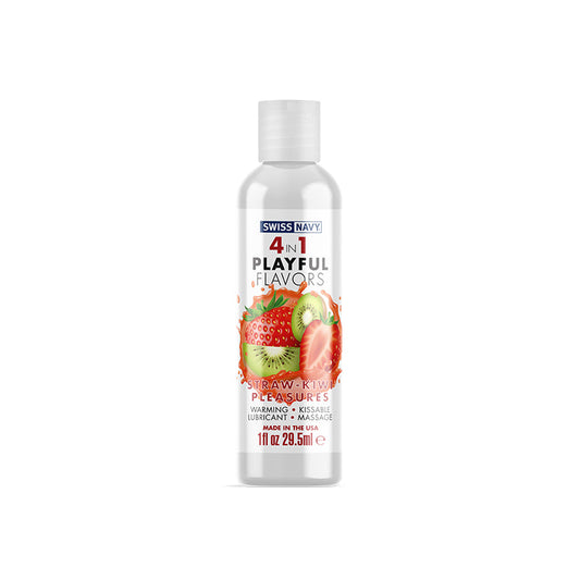 SWISS NAVY - 4 IN 1 PLAYFUL FLAVORS STRAWBERRY-KIWI PLEASURES 1 OZ.