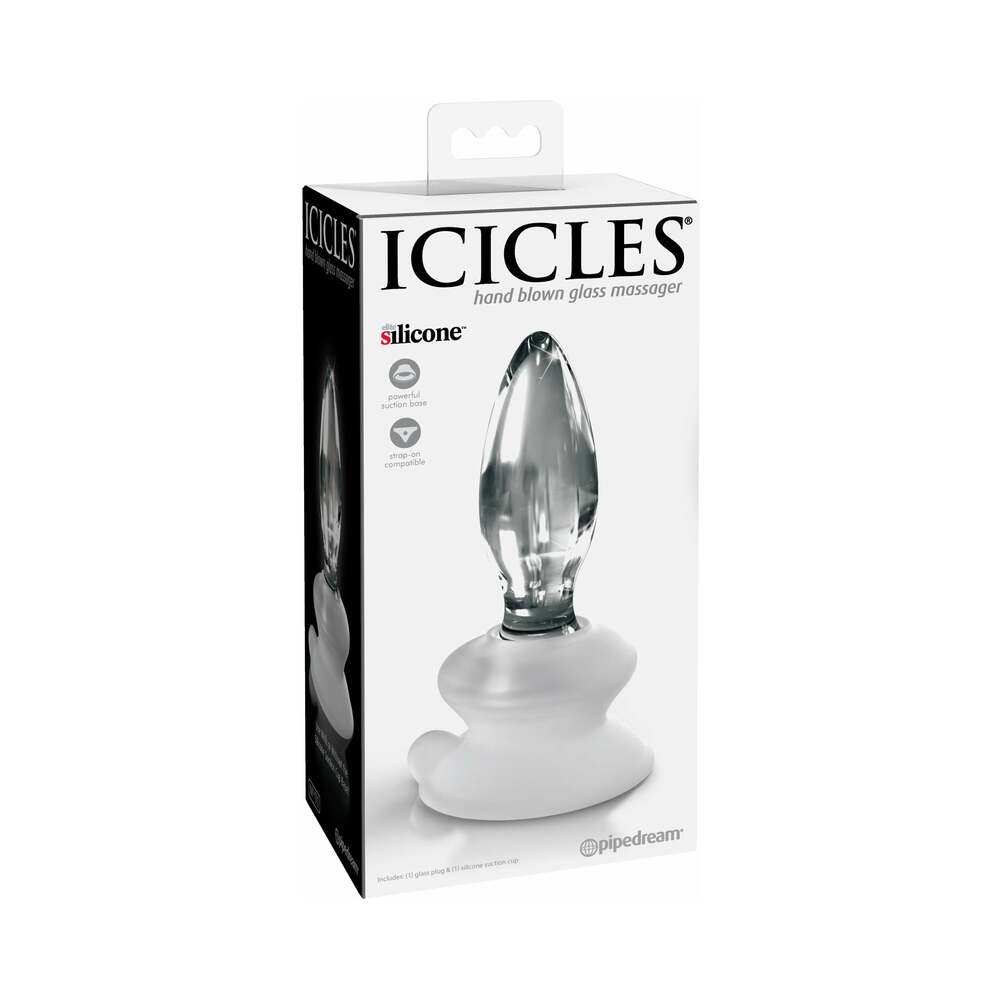 PIPEDREAM - ICICLES N.º 91 PLUG ANAL EM VIDRO COM VENTOSA TRANSPARENTE
