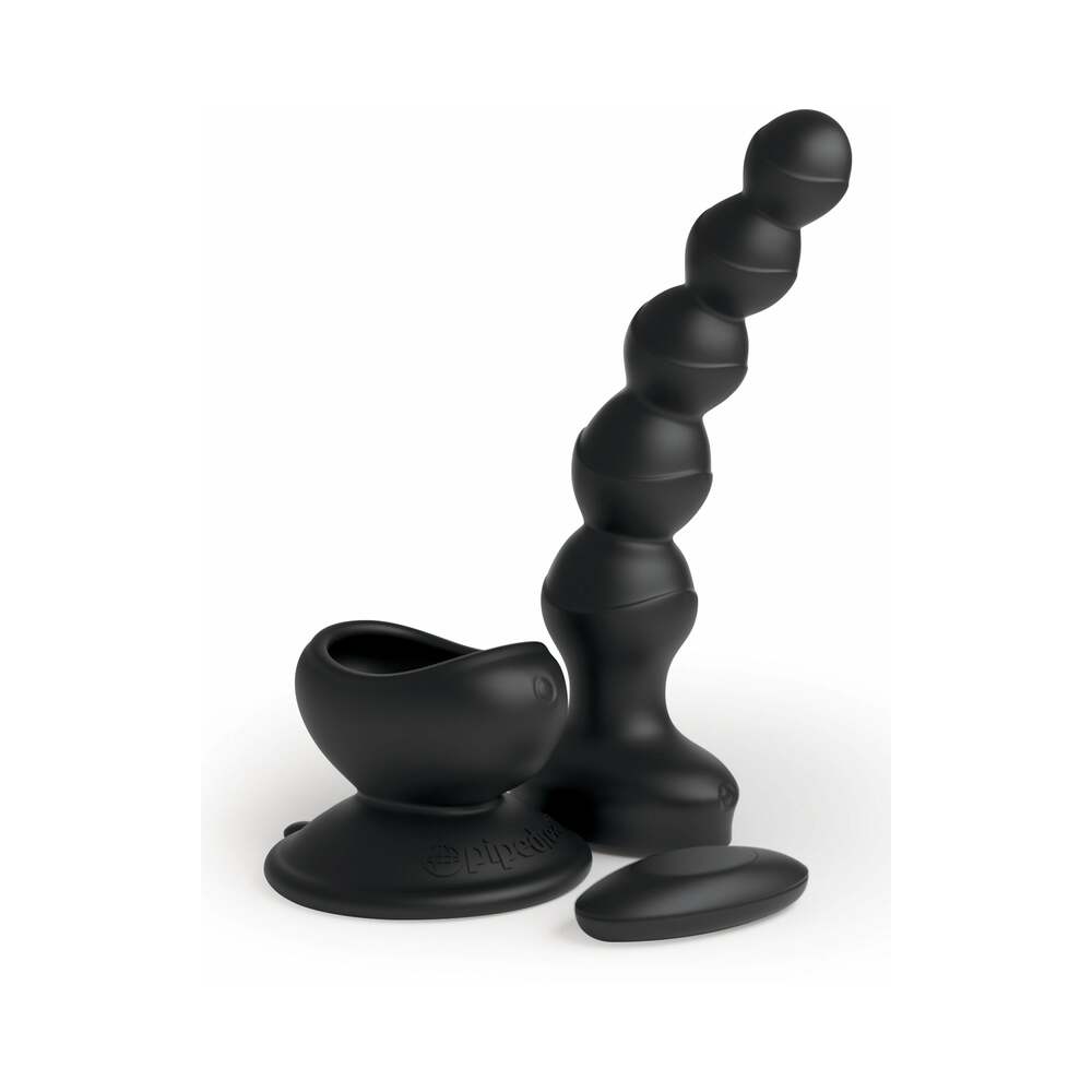 PIPEDREAM - 3SOME WALL BANGER VIBRATING ANAL BEADS WITH SUCTION CUP BLACK