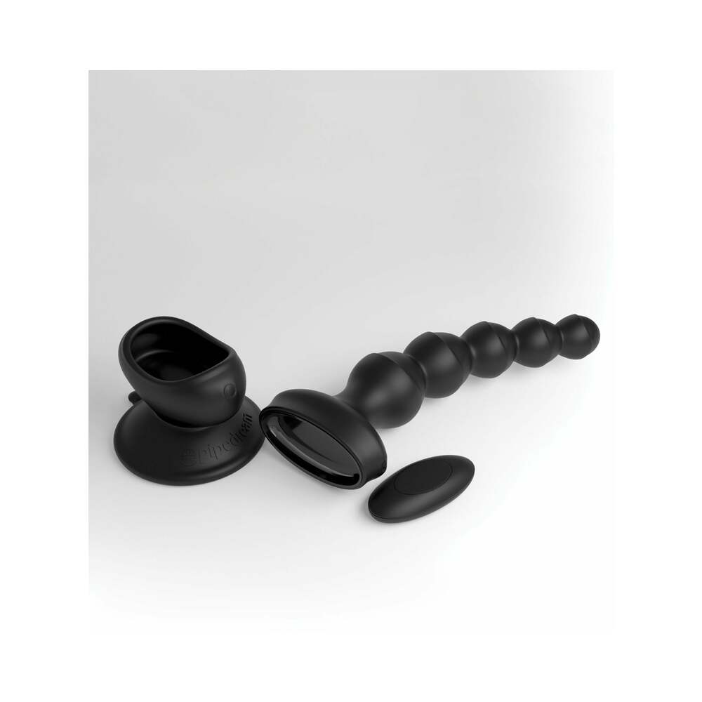 PIPEDREAM - 3SOME WALL BANGER VIBRATING ANAL BEADS WITH SUCTION CUP BLACK