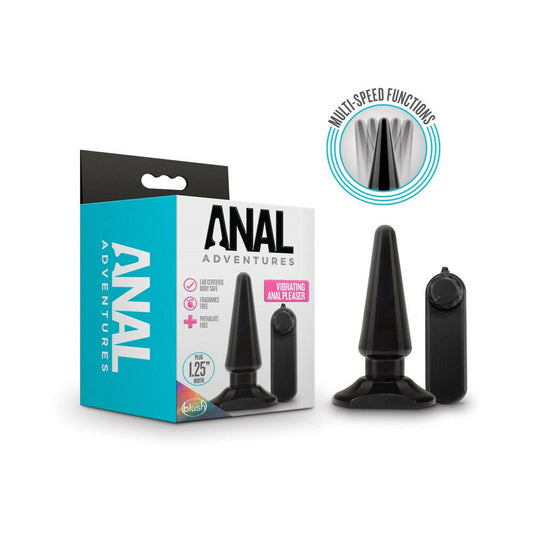 BLUSH - ANAL ADVENTURES BASIC VIBRATING ANAL PLEASER REMOTE-CONTROLLED PLUG BLACK