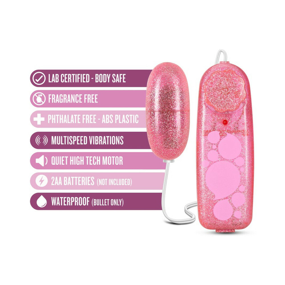 BLUSH - B YOURS GLITTER POWER BULLET REMOTE CONTROLLED EGG VIBRATOR