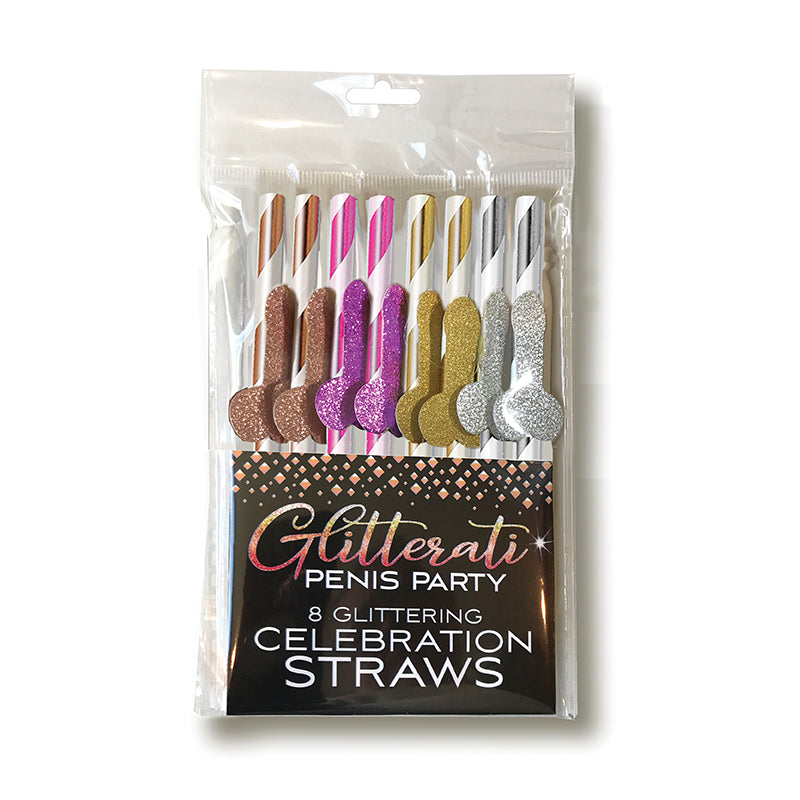 LITTLE GENIE - GLITTERATI PENIS PARTY COCKTAIL CELEBRATION STRAWS 8-PACK
