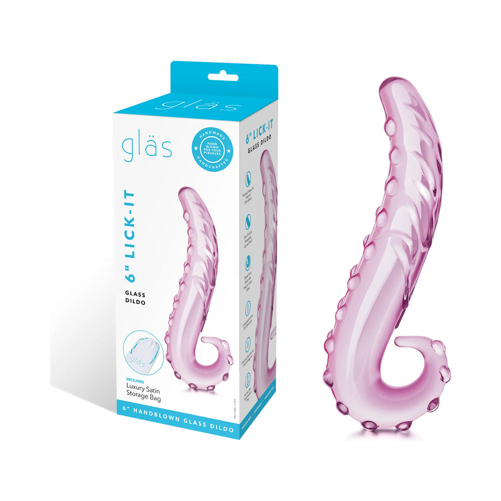 ELECTRIC EEL - DILDO DE VIDRO GLAS 6 POL. LICK-IT COR-DE-ROSA