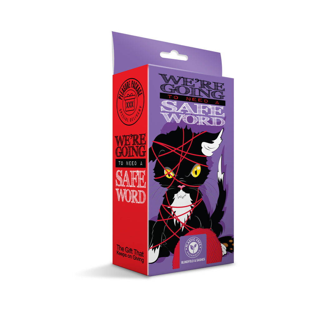 GLOBAL NOVELTIES - PLEASURE PACKAGE WE'RE GOING TO NEED A SAFE WORD - BLINDFOLD, WRIST, AND ANKLE SASHES