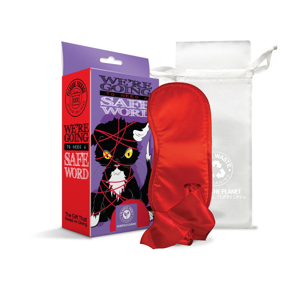 GLOBAL NOVELTIES - PLEASURE PACKAGE WE'RE GOING TO NEED A SAFE WORD - BLINDFOLD, WRIST, AND ANKLE SASHES