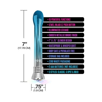 GLOBAL NOVELTIES - NIXIE WATERPROOF 10-FUNCTION BULB VIBE - BLUE OMBRÉ GLOW