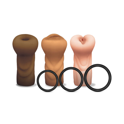 GLOBAL NOVELTIES - HAPPY ENDING MSTR B8 SIX PACK: ANAL, ORAL, VAGINAL STROKER WITH 3 RINGS