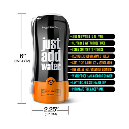 GLOBAL NOVELTIES - HAPPY ENDING JUST ADD WATER SELF-LUBRICATING SHOWER STROKER - MOUTH