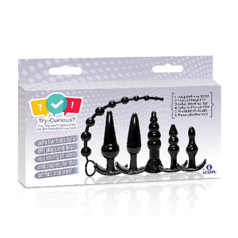 ICON BRANDS - TRY-CURIOUS ANAL PLUG KIT BLACK