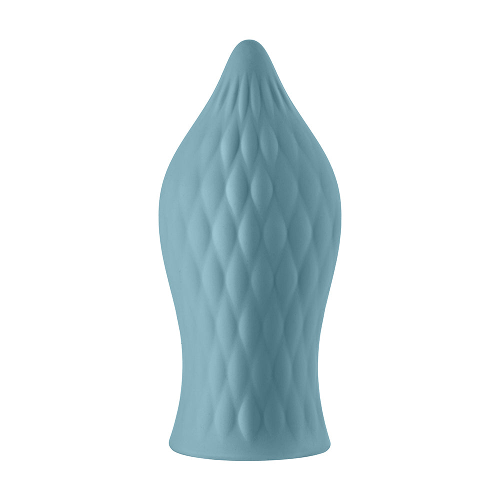FEMMEFUNN - VERSA T SLEEVE TEXTURED SILICONE TONGUE-SHAPED BULLET SHEATH LIGHT BLUE