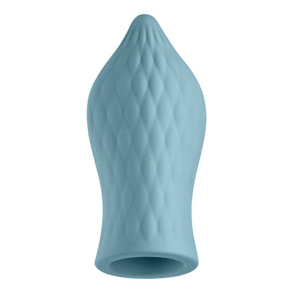 FEMMEFUNN - VERSA T SLEEVE TEXTURED SILICONE TONGUE-SHAPED BULLET SHEATH LIGHT BLUE