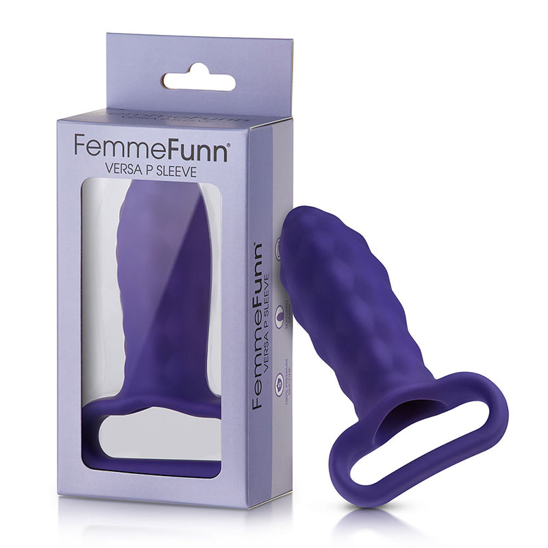 FEMMEFUNN - VERSA P MANGA DE SILICONE TEXTURIZADA PARA VIBRADOR Roxo Escuro