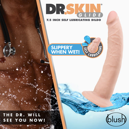 BLUSH - DR. SKIN GLIDE REALISTIC 7.5 IN. SELF LUBRICATING DILDO