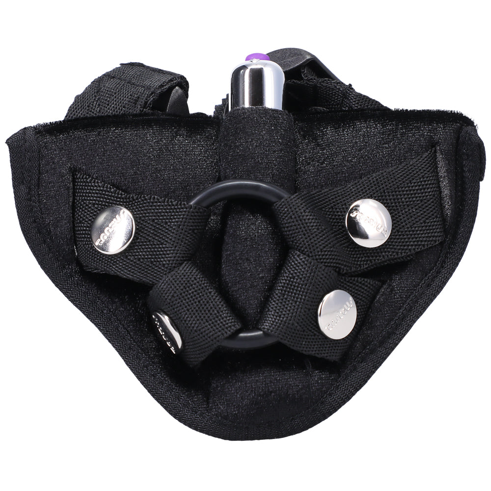TANTUS - VELVET VIBRATING STRAP-ON HARNESS ONYX