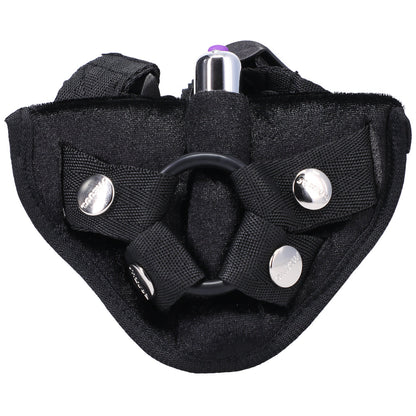 TANTUS - VELVET VIBRATING STRAP-ON HARNESS ONYX