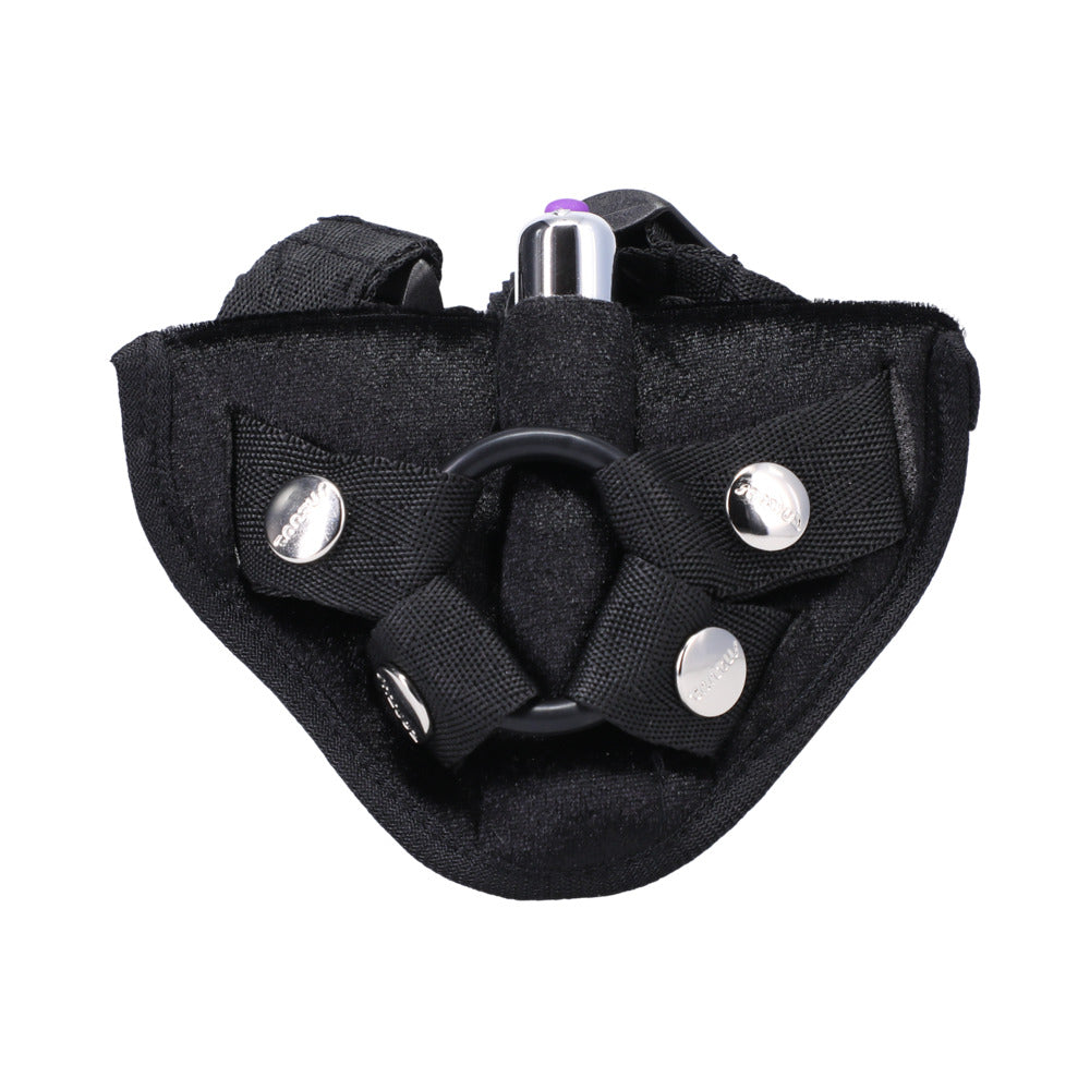 TANTUS - VELVET VIBRATING STRAP-ON HARNESS ONYX