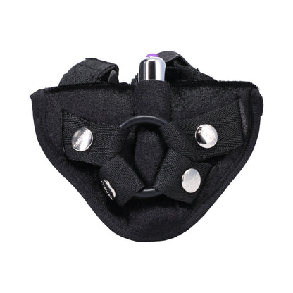 TANTUS - VELVET VIBRATING STRAP-ON HARNESS ONYX