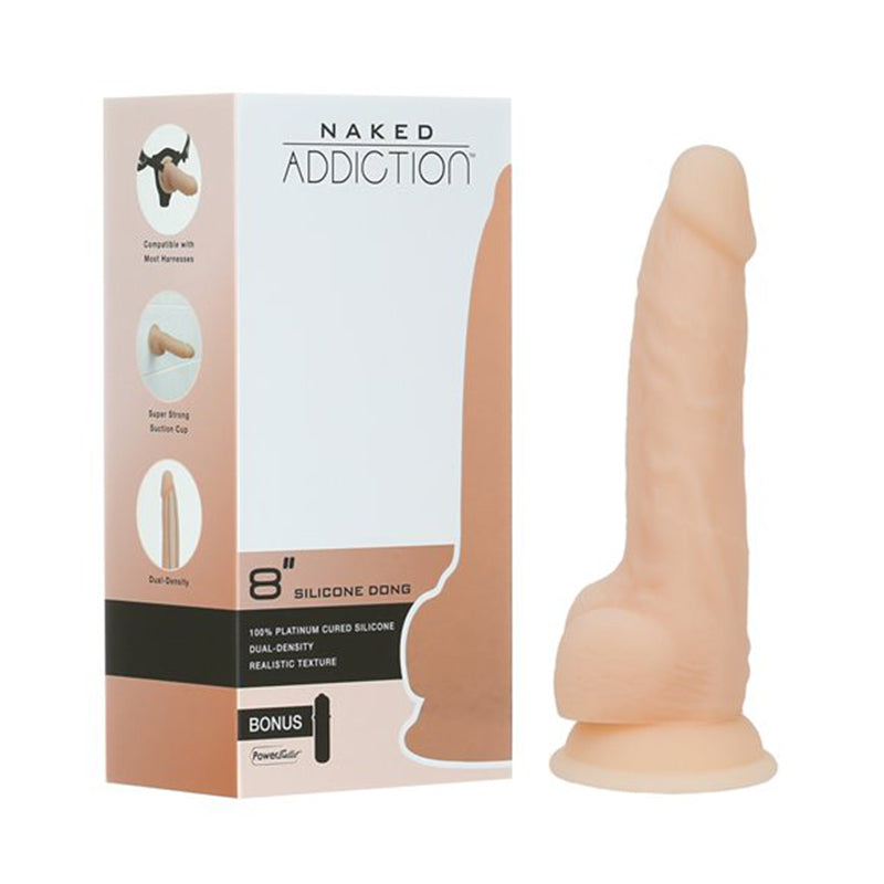 BMS - NAKED ADDICTION DUAL-DENSITY SILICONE DILDO 8IN VANILLA