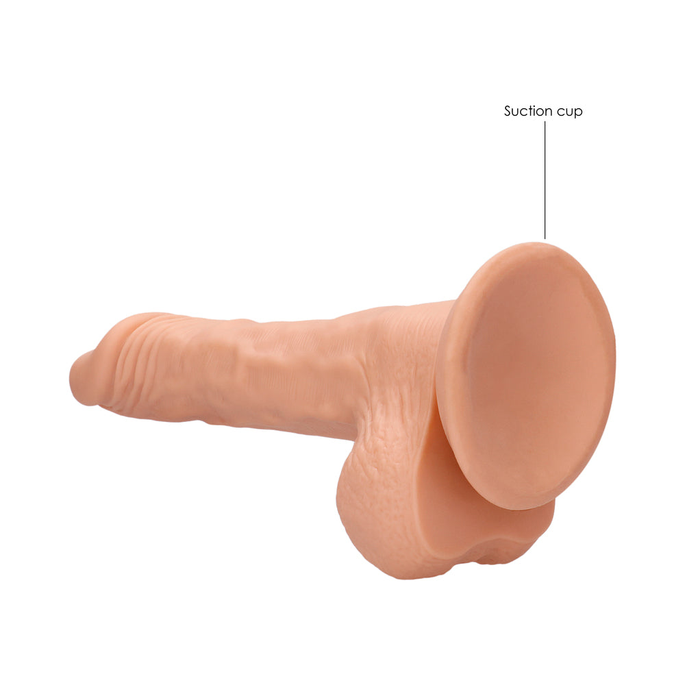 SHOTS - REALROCK REALISTIC 8 IN. DILDO WITH BALLS AND SUCTION CUP BEIGE