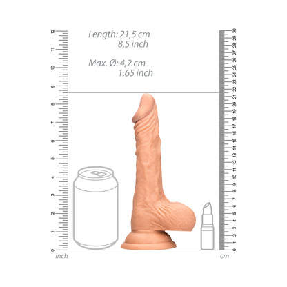 SHOTS - REALROCK REALISTIC 8 IN. DILDO WITH BALLS AND SUCTION CUP BEIGE