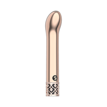 SHOTS - ROYAL GEMS JEWEL VIBRADOR CURVO RECARREGÁVEL TIPO BULLET EM ABS COR OURO ROSA