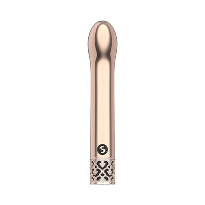 SHOTS - ROYAL GEMS JEWEL VIBRADOR CURVO RECARREGÁVEL TIPO BULLET EM ABS COR OURO ROSA