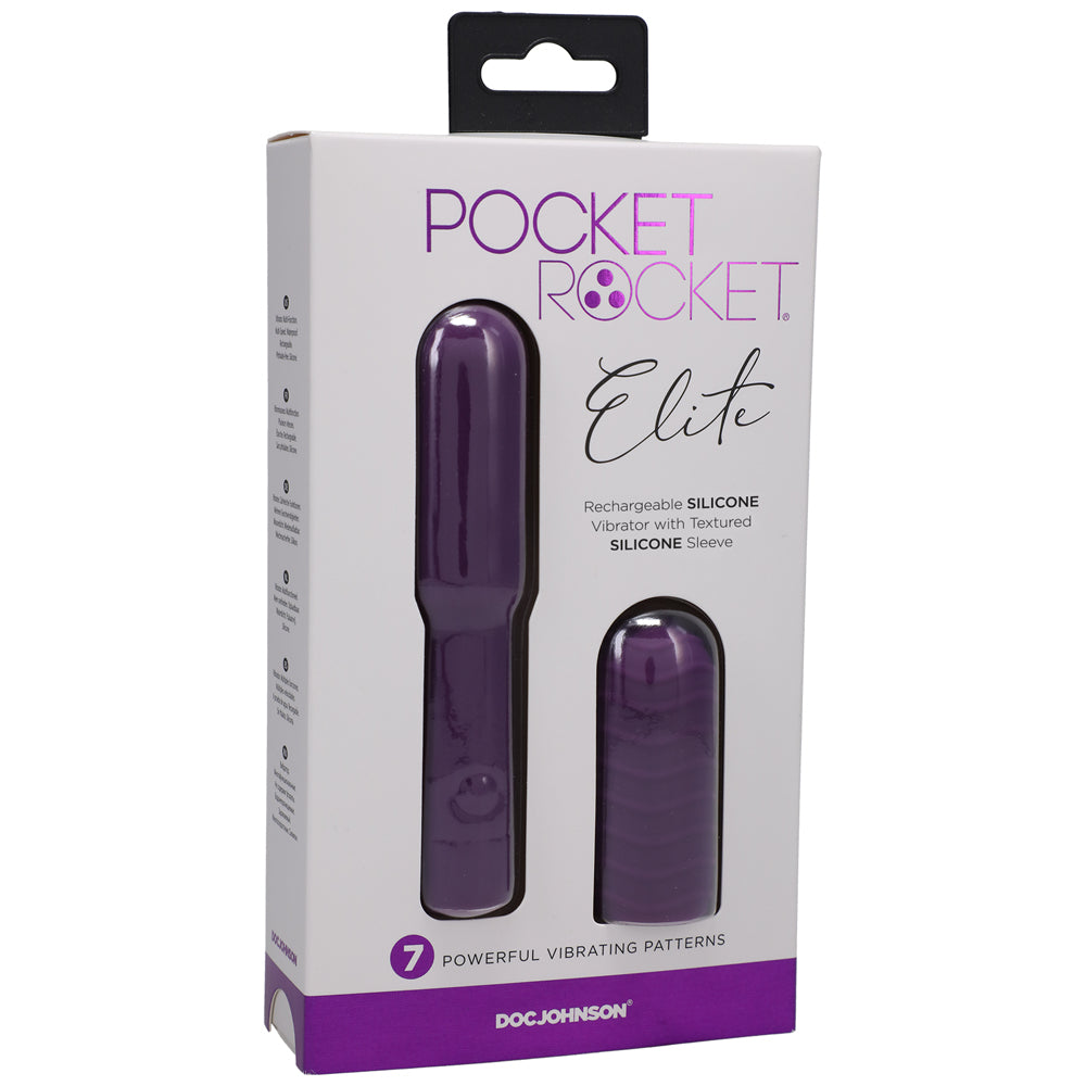 DOC JOHNSON - POCKET ROCKET ELITE BULA RECARREGÁVEL COM MANGA REMOVÍVEL ROXO