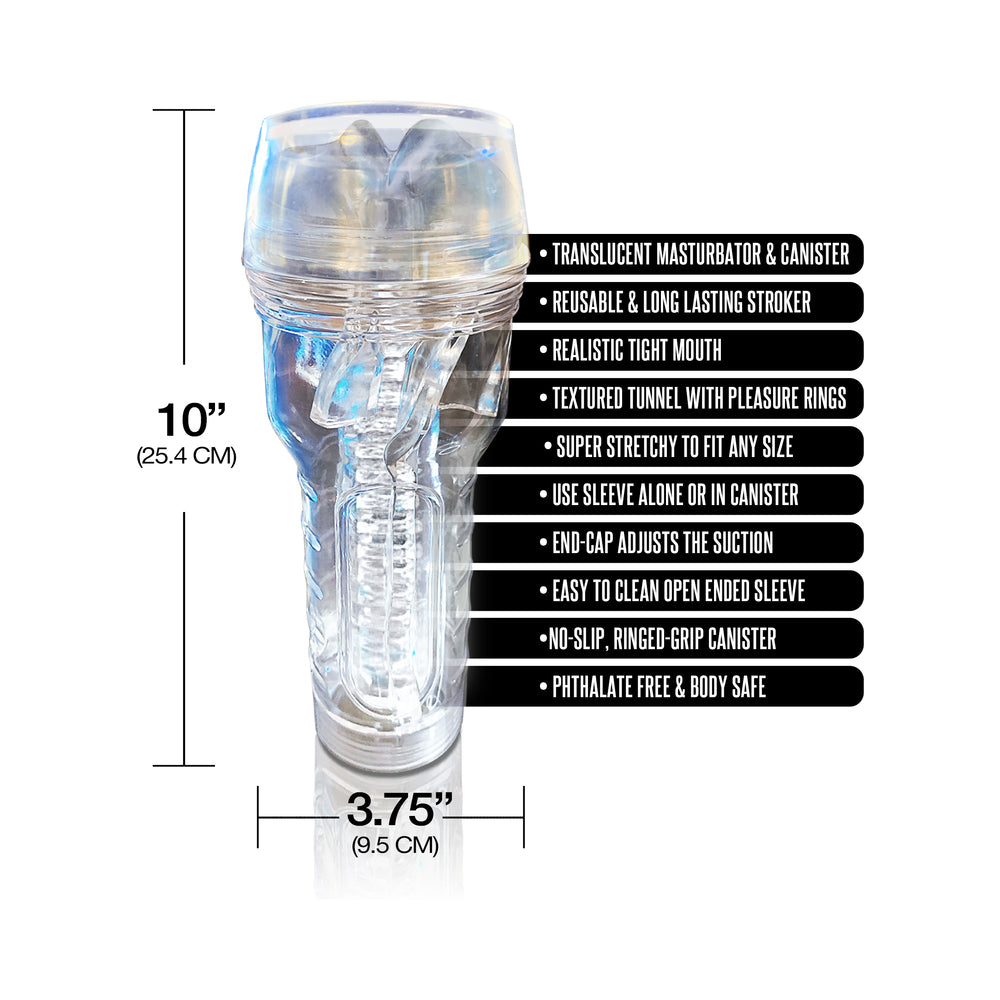 GLOBAL NOVELTIES - HAPPY ENDINGS MSTR B8 IN THE CLEAR MOUTH STROKER LIP SERVICE CANISTER