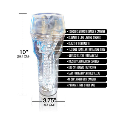 GLOBAL NOVELTIES - HAPPY ENDINGS MSTR B8 IN THE CLEAR MOUTH STROKER LIP SERVICE CANISTER