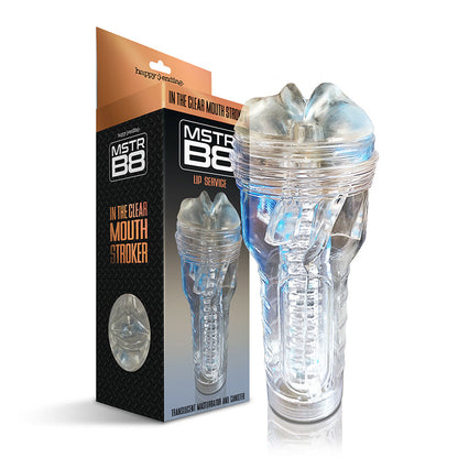 GLOBAL NOVELTIES - HAPPY ENDINGS MSTR B8 IN THE CLEAR MOUTH STROKER LIP SERVICE CANISTER