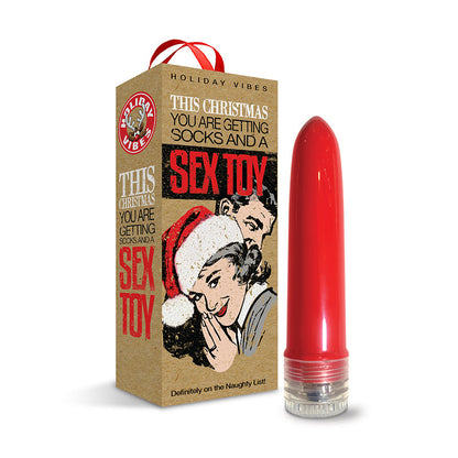 NOVIDADES GLOBAIS - MEIAS DE PRESENTE "NAUGHTY LIST" E UM BRINQUEDO SEXUAL VIBE MULTIVELOCIDADE DE 4 POL. COM SACO DE ARMAZENAMENTO