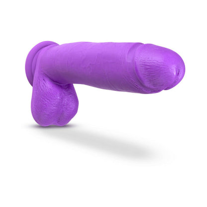 BLUSH - NEO ELITE 10 IN. SILICONE DUAL DENSITY DILDO WITH BALLS & SUCTION CUP NEON PURPLE