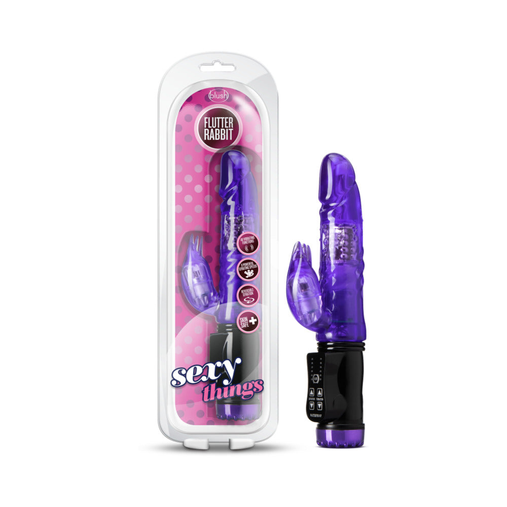 BLUSH - SEXY THINGS FLUTTER RABBIT DUAL STIMULATION VIBRATOR PURPLE