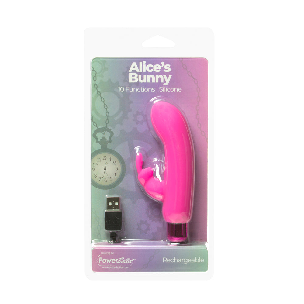 BMS - POWERBULLET ALICE'S BUNNY RECHARGEABLE BULLET VIBRATOR WITH SILICONE RABBIT SLEEVE