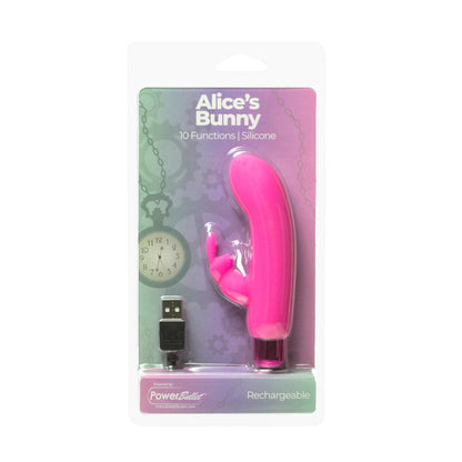 BMS - POWERBULLET ALICE'S BUNNY RECHARGEABLE BULLET VIBRATOR WITH SILICONE RABBIT SLEEVE